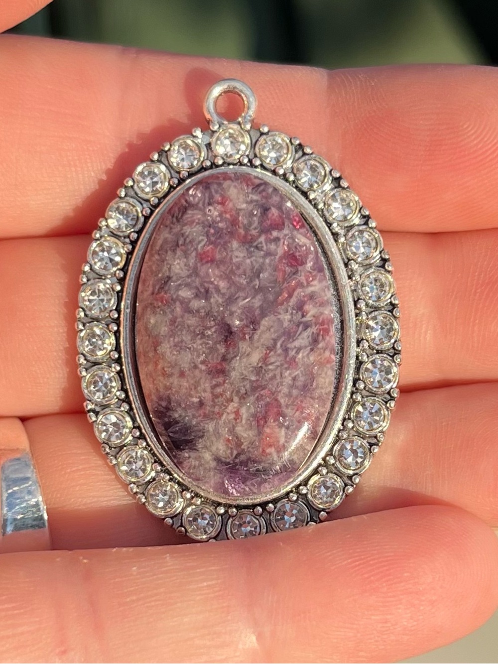 Purple Unicorn Stone Pendant Lepidolite Pink Tourmaline Smokey Quartz